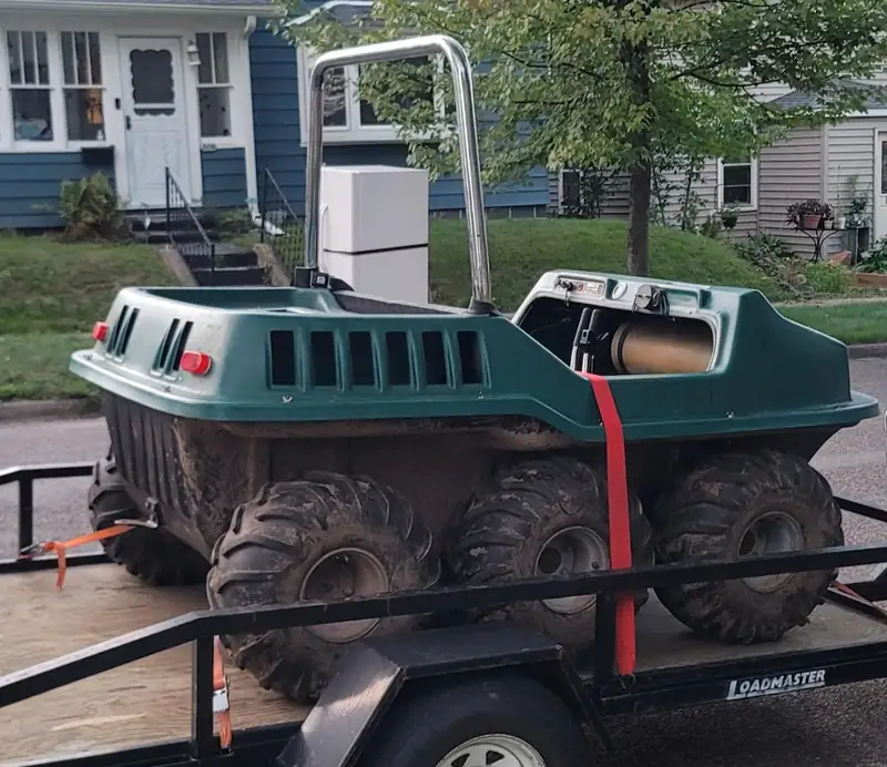 Equipment on a trailer, ready to come to the shop in Merrill.