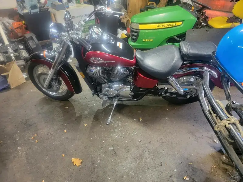 A motorcycle in the shop. Not dealer warranty work.